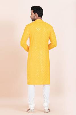 Woven Kurta Pyjama Set For Mens 3