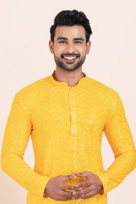Woven Kurta Pyjama Set For Mens 5