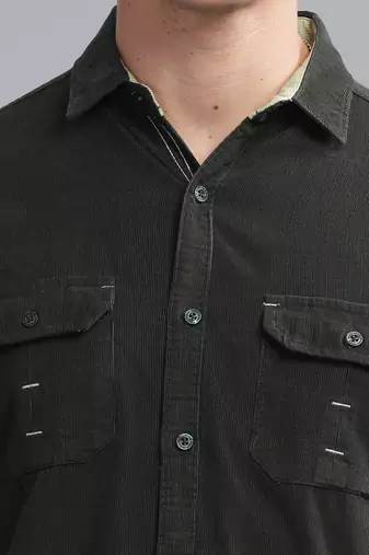 Men's corduroy casual shirt | double pocket shirt