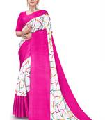 Pink soft silk blend printed saree