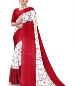 Maroon soft silk blend printed saree