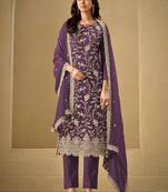 Violet chinon sequence embroidered salwar suit