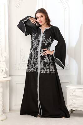 Black linen kaftan 1