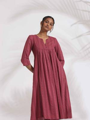 maroon cotton flared kurta set 5