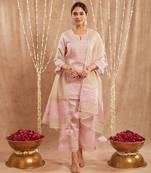 Pink moroccan dori kurta with 
flared pants