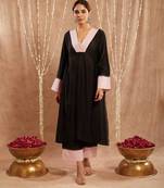 Black zari chanderi kurta with narrow pants