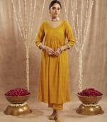 Golden charm chanderi kurta with narrow pants