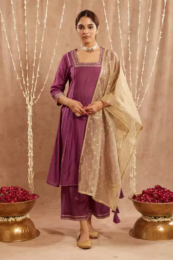 Iris purple gota kurta with narrow pants