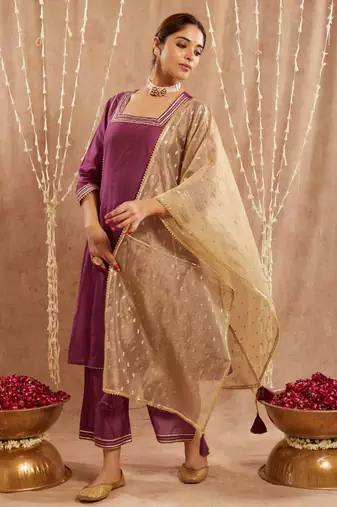 Iris purple gota kurta with narrow pants
