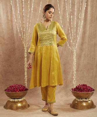 Sunshine yoke tissue anarkali with 
narrow pants 1