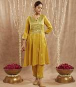 Sunshine yoke tissue anarkali with 
narrow pants