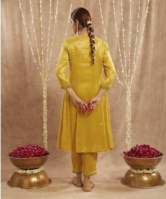 Sunshine yoke tissue anarkali with 
narrow pants 3
