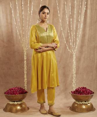 Sunshine yoke tissue anarkali with 
narrow pants 4