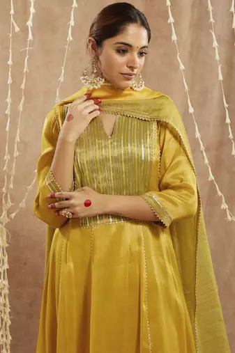 Sunshine yoke tissue anarkali with 
narrow pants