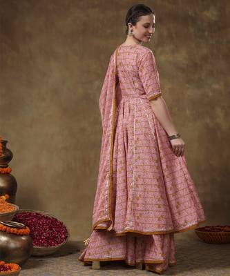 Meraki naila gotta lace work muslin angrakha set with plazo and organza dupatta 5