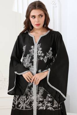 Black linen kaftan 5