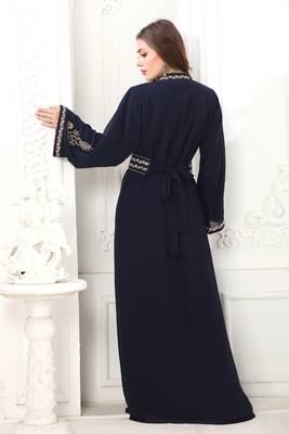 Royal Blue Georgette Cutdana Work Kaftan  3