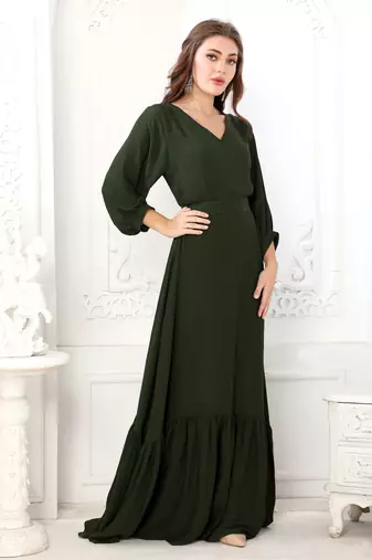 Green cotton poly kaftan