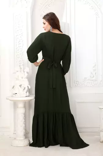Green cotton poly kaftan