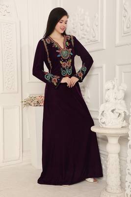 Dark Purple velvet kaftan 1