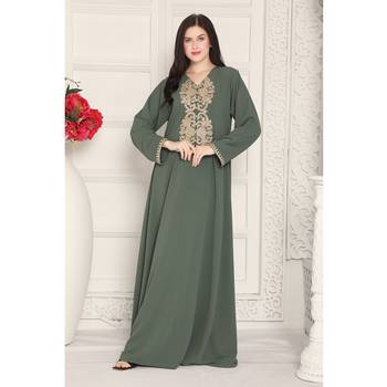 Green polyester kaftan 1