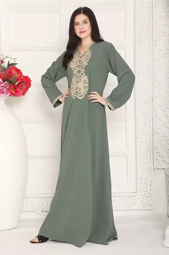 Green polyester kaftan
