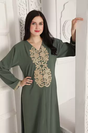 Green polyester kaftan