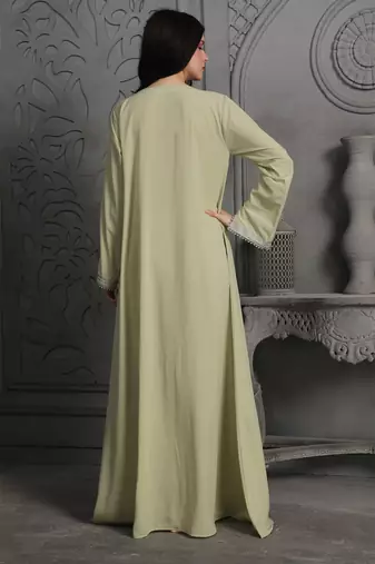 Light-green polyester kaftan