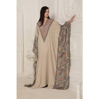 Beige rayon kaftan 1