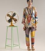 Beige flora embellished co-ord set