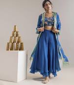 Blue aarani embroidered co-ord set with jacket