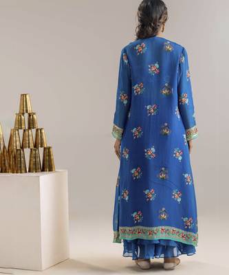 Blue aarani embroidered co-ord set with jacket 3
