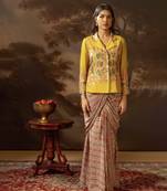 Yellow tamaya embellishment drape saree jacket set