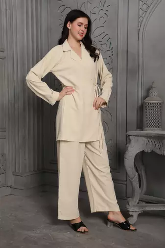 Beige cotton coord set