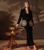 Black eraya embroidered blazer set
