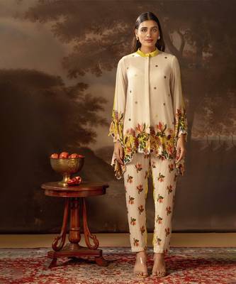 Beige aarani embroidered co-ord set 1