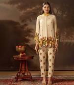 Beige aarani embroidered co-ord set