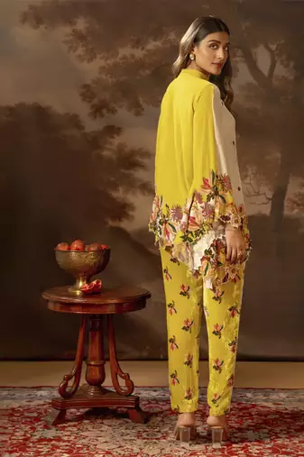 Beige aarani embroidered co-ord set