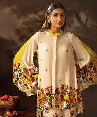 Beige aarani embroidered co-ord set 3
