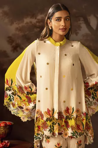 Beige aarani embroidered co-ord set