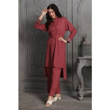 Magenta polyester coord set 1