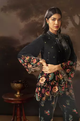 Black aarani embroidered co-ord set