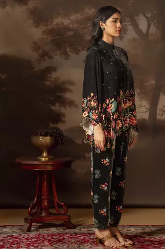 Black aarani embroidered co-ord set