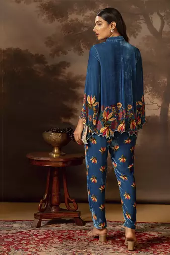 Blue aarani embroidered co-ord set