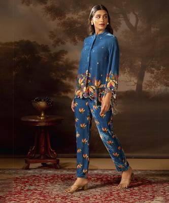 Blue aarani embroidered co-ord set 3