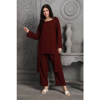 Dark-maroon polyester coord set 1