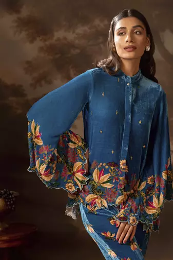 Blue aarani embroidered co-ord set