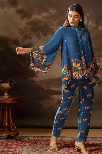 Blue aarani embroidered co-ord set