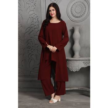 Dark-maroon polyester coord set 2