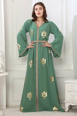 Moss green nida fabric kaftan 1